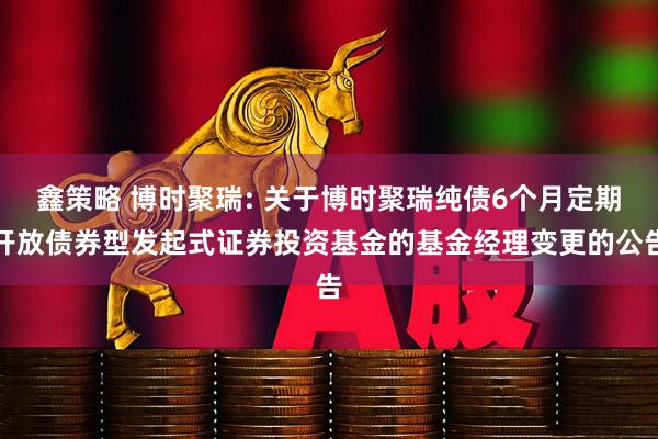 鑫策略 博时聚瑞: 关于博时聚瑞纯债6个月定期开放债券型发起式证券投资基金的基金经理变更的公告