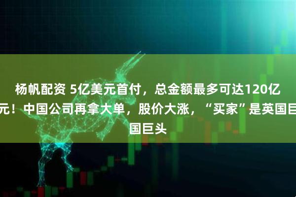 杨帆配资 5亿美元首付，总金额最多可达120亿美元！中国公司再拿大单，股价大涨，“买家”是英国巨头